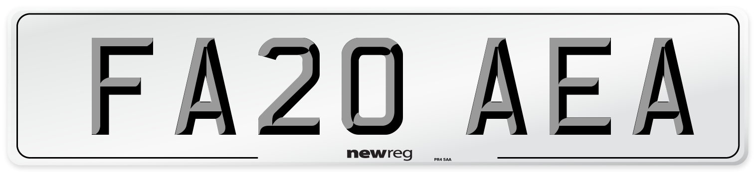 FA20 AEA Number Plate from New Reg